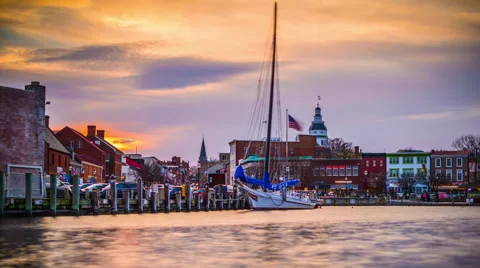 Annapolis Maryland Harbor Time Lapse Stock Footage