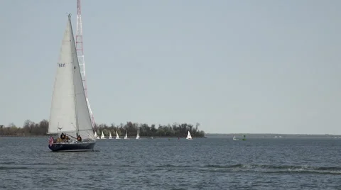Annapolis Naval Academy Sailing Sailboat midshipmen training HD Stock Footage 59170604