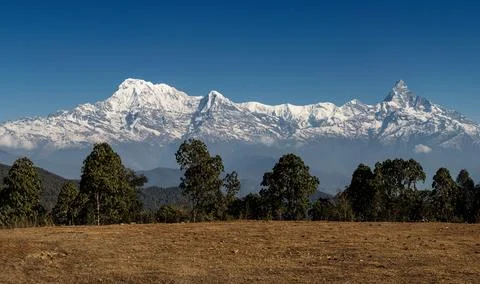 Annapurna Himalayan range viewpoint Stock Photos