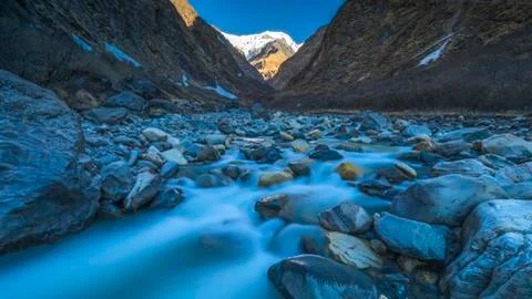 Annapurna mountain river 스톡 사진
