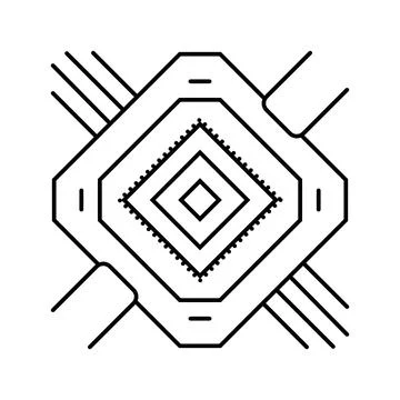 Annealing hardware quantum computer line icon vector illustration Stock Illustration