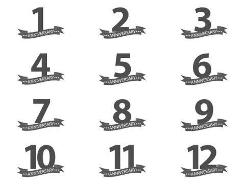 Anniversary 12 set collection Stock Illustration