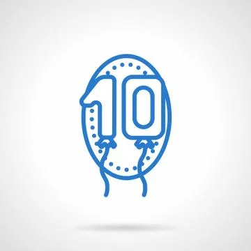 Anniversary balloons vector icon blue line style Stock Illustration