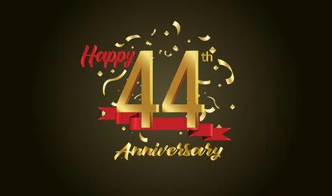 Anniversary celebration background. with the 44th number in gold and with t.. Illustrazione stock