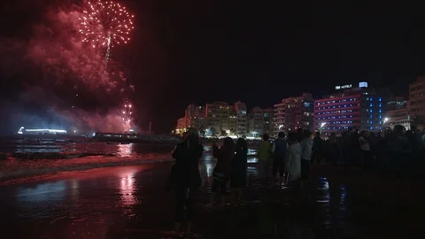 Anniversary celebration at night Stock Footage 86380951