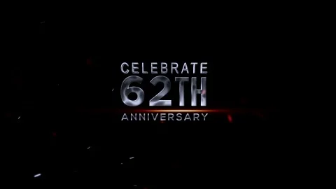 Anniversary celebration with silver text on dark background with confetti an Video stock 343668986