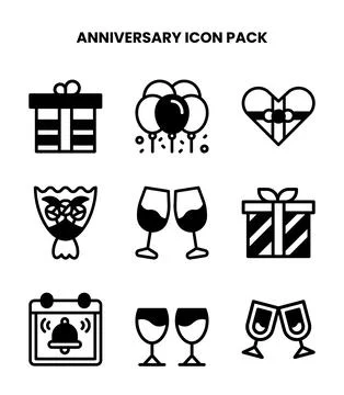 Anniversary DuoTone Bundle Icons Pack Stock Illustration
