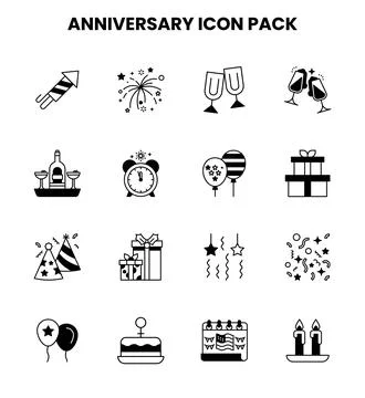 Anniversary DuoTone Bundle Icons Pack Stock Illustration