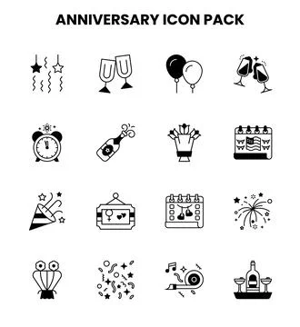 Anniversary DuoTone Bundle Icons Pack Stock Illustration