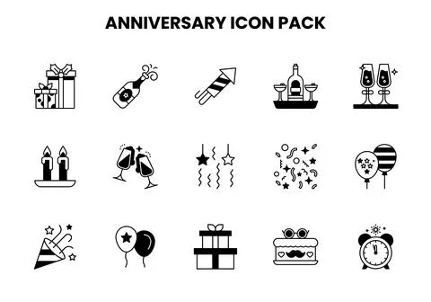 Anniversary DuoTone Vector Icons Pack Stock Illustration