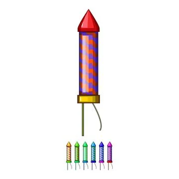 Anniversary firework rocket cartoon vector graphic Stock Illustration