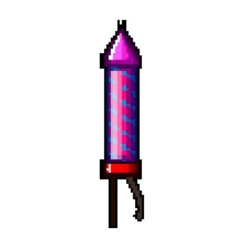 Anniversary firework rocket pixel art vector illustration Stock Illustration