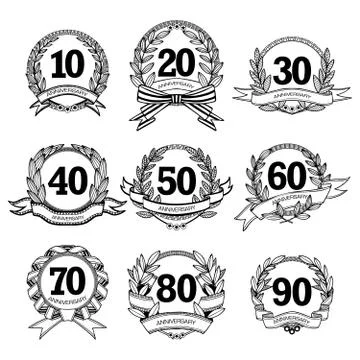 Anniversary Labels Set Stock Illustration