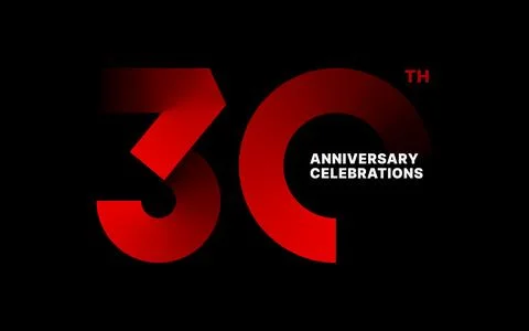 Anniversary logo or emblem design for event. Stock Illustration
