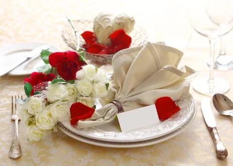 Anniversary or valentine table setting Stock Photos