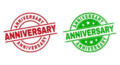 ANNIVERSARY Round Stamp Seals Using Unclean Surface Illustrazione stock