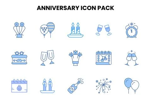 Anniversary Two Colour Icons Pack Stock Illustration