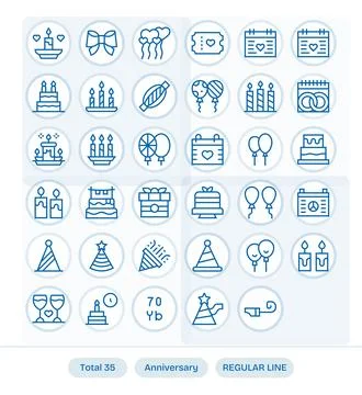 Anniversary Ultimate Vector Package with 35 64x64 Regular Line Grid Fitted .. Stock Illustration