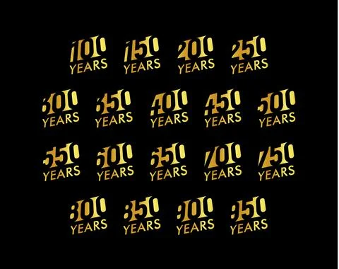 Anniversary vector cursive numbers set. Birthday celebration logo collection Stock Illustration