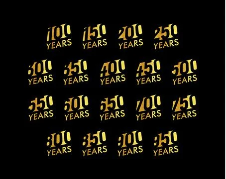 Anniversary vector cursive numbers set. Birthday celebration logo collection Ilustración de archivo