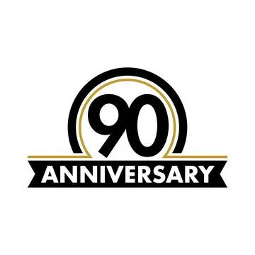 Anniversary vector unusual label. Ninetieth anniversary symbol. 90 years Stock Illustration