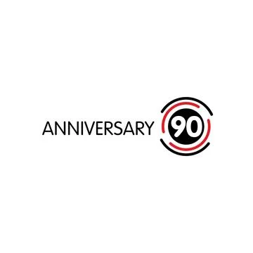 Anniversary vector unusual label. Ninetieth anniversary symbol. 90 years Stock Illustration