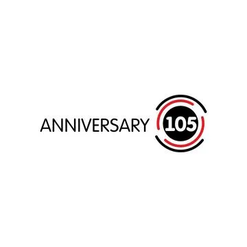 Anniversary vector unusual label. One hundred fifth anniversary symbol. 105 Stock Illustration