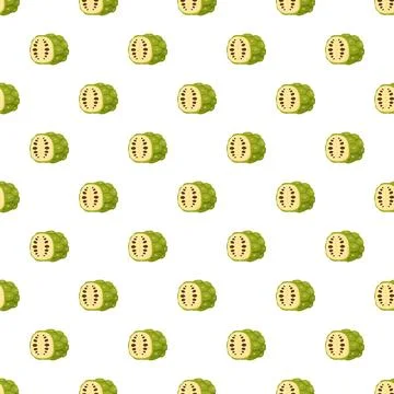 Annona fruit seamless pattern tropical food background Stock Illustration
