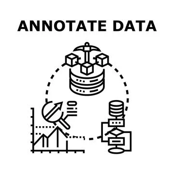 Annotating data for analysis and machine learning Stock Illustration