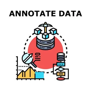 Annotating data for analysis and machine learning Stock Illustration