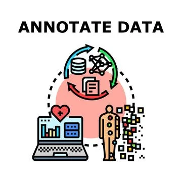 Annotating data process for machine learning analysis Illustrazione stock