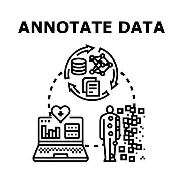 Annotating data process for machine learning analysis Stock Illustration