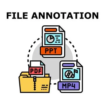 Annotating digital files concept for data management process Stock Illustration