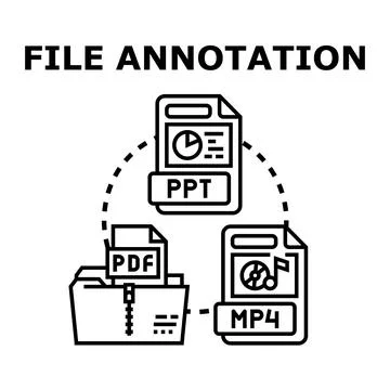 Annotating digital files concept for data management process Stock Illustration