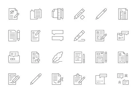 Annotation Scalable Vector Set featuring 24 Pixel Optimized Thin Line Retin.. Illustrazione stock