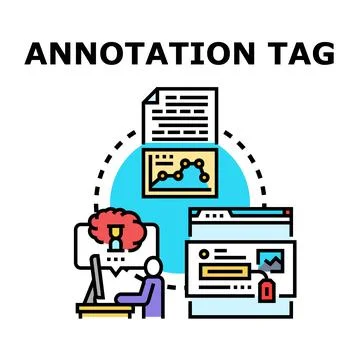 Annotation tag system with data processing workflow Stockillustratie