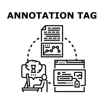 Annotation tag system with data processing workflow Stock Illustration