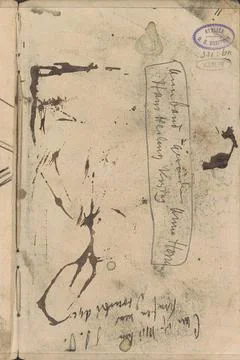 Annotations. Leaf 11 Recto from a sketchbook with 9 sheets. Copyright: xpi... 스톡 사진