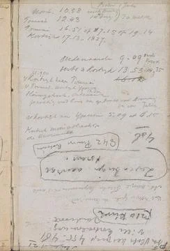 Annotations. Page 94, Rear bract, from a sketchbook with 46 sheets. Copyri... 스톡 사진