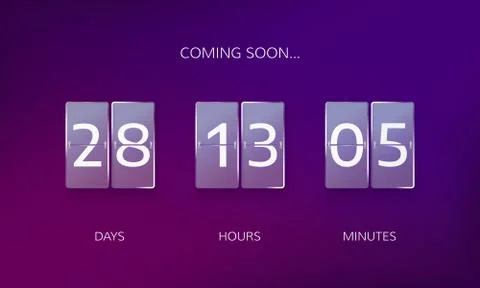 Announce countdown design. Count days, hours and minutes to caming soon event Stock Illustration