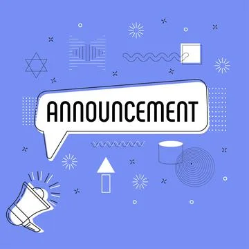 Announcement in bubble vector on bright background. Comic speech bubble. Illustrazione stock