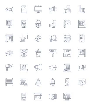 Announcement Comprehensive Vector Bundle with 40 Detail Enhanced Thin Line .. Stock Illustration