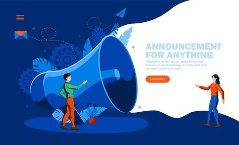Announcement concept web banner layout vector illustration concept Illustrazione stock