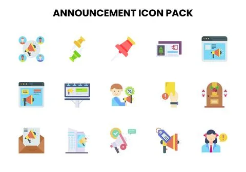 Announcement Flat Graphics Icons Pack Stock Illustration