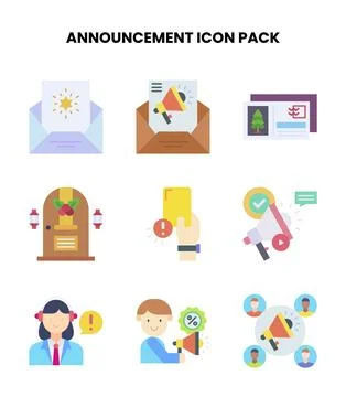 Announcement Flat Icons Pack Stock Illustration