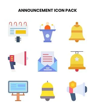 Announcement Flat UI Icons Pack Stock Illustration