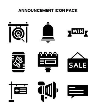 Announcement Glyph Vector Icons Pack Stock Illustration
