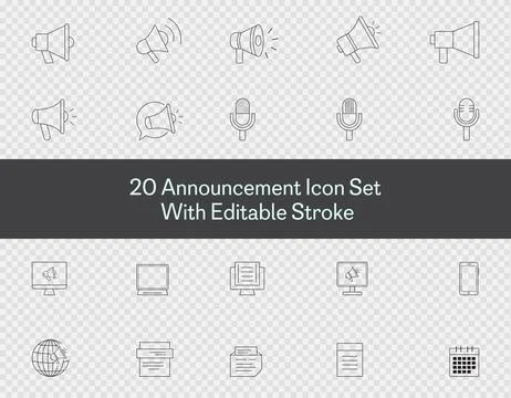 Announcement icon set vector art Isolated on transparent background Stock Illustration