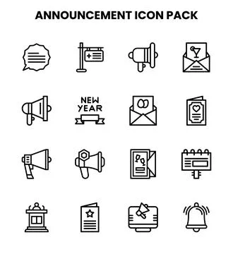 Announcement Line Bundle Icons Pack Stock Illustration