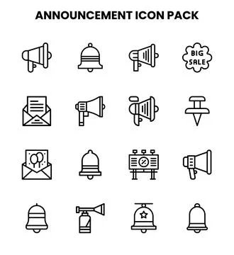 Announcement Line Vector Icons Pack Stock Illustration